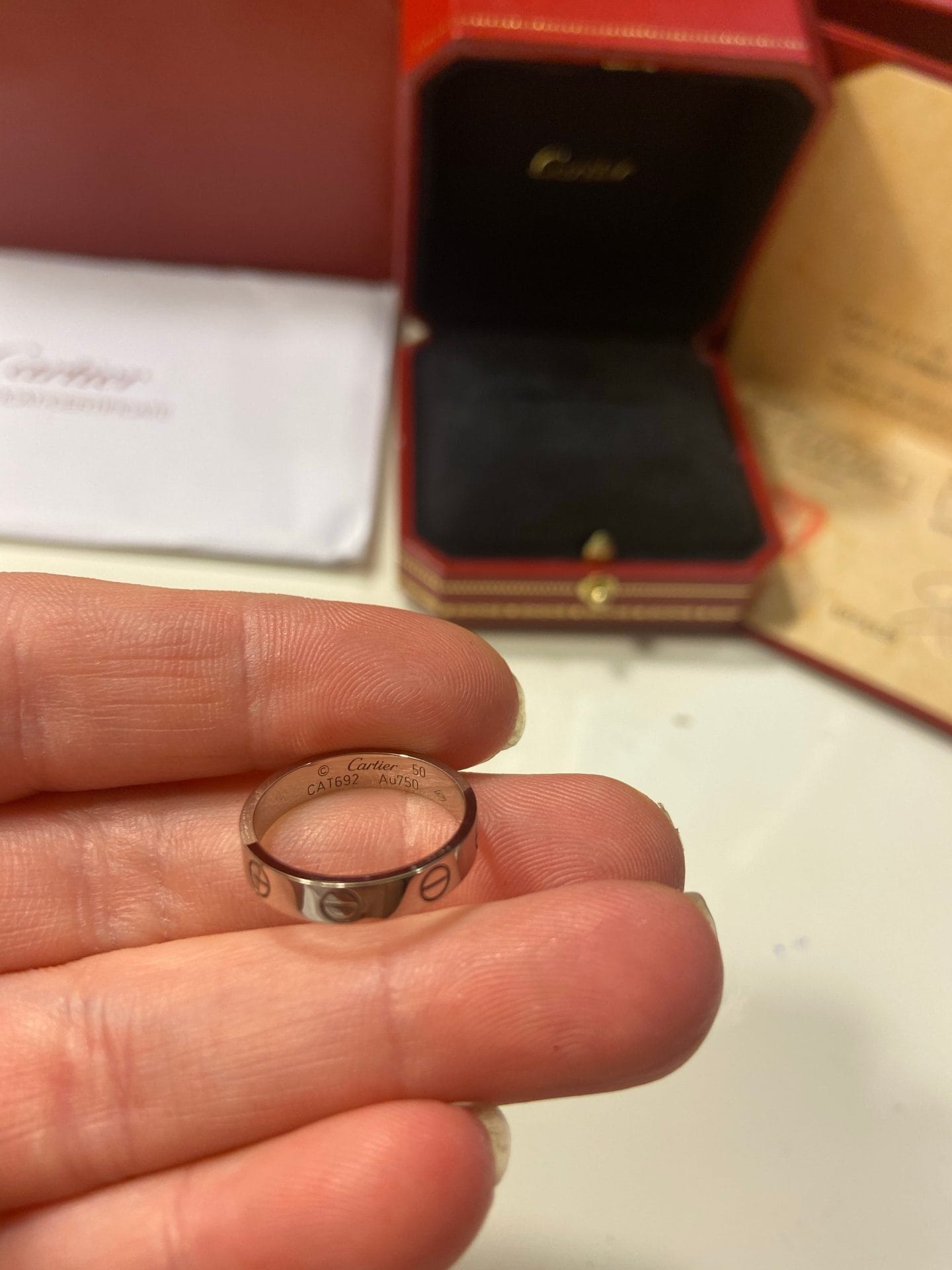 Cartier Mini Love Ring 18KT White Gold #50 / US 5