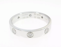 Cartier Mini/ Wedding 6P Full Diamond Love Ring 18KT White Gold #58/ 8