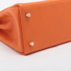 HermÃ¨s Kelly 28 Taurrilon Clemence Orange Leather Gold Hardware Bag Satchel