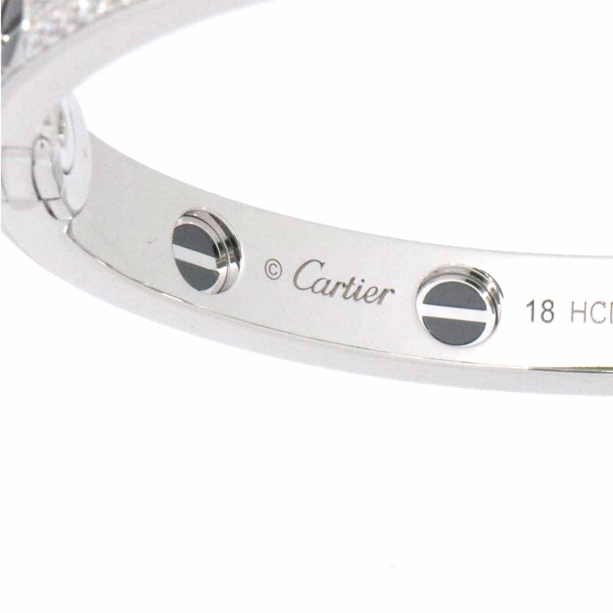 Cartier Diamond Black Ceramic 18KT White Gold Love Bracelet Size 18