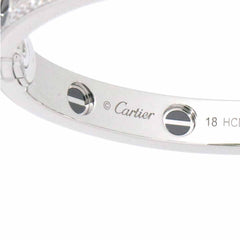 Cartier Diamond Black Ceramic 18KT White Gold Love Bracelet Size 18