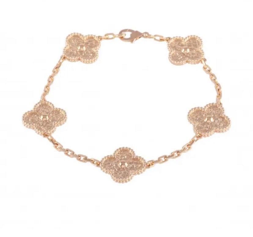 Van Cleef & Arpels Rose Gold Vintage Alhambra 5-Motif Bracelet