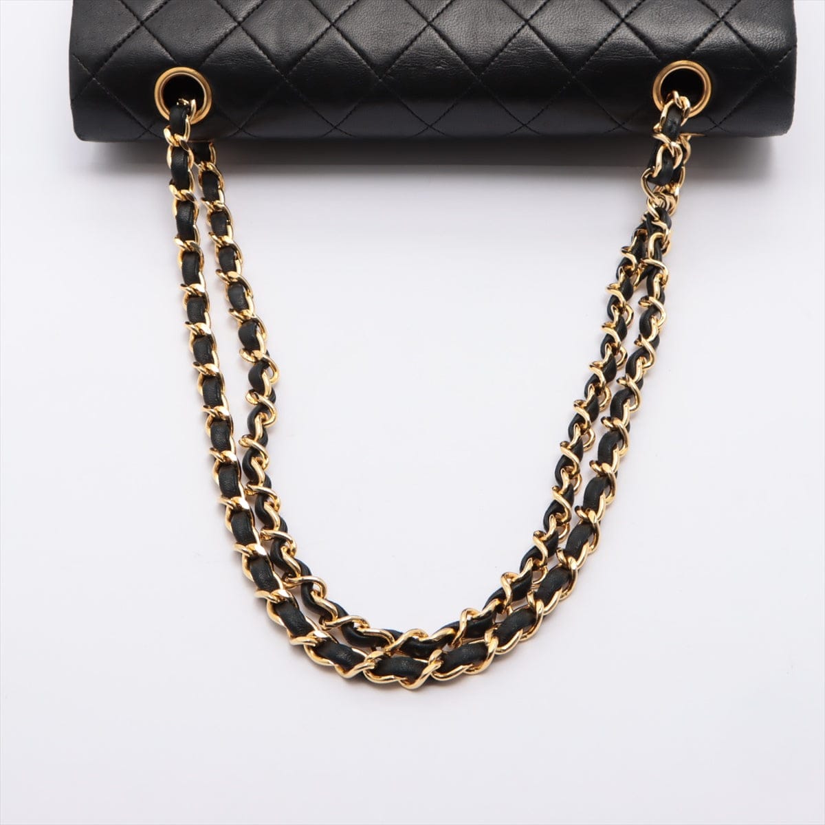 CHANEL Black Lambskin 25 Double Flap Handbag