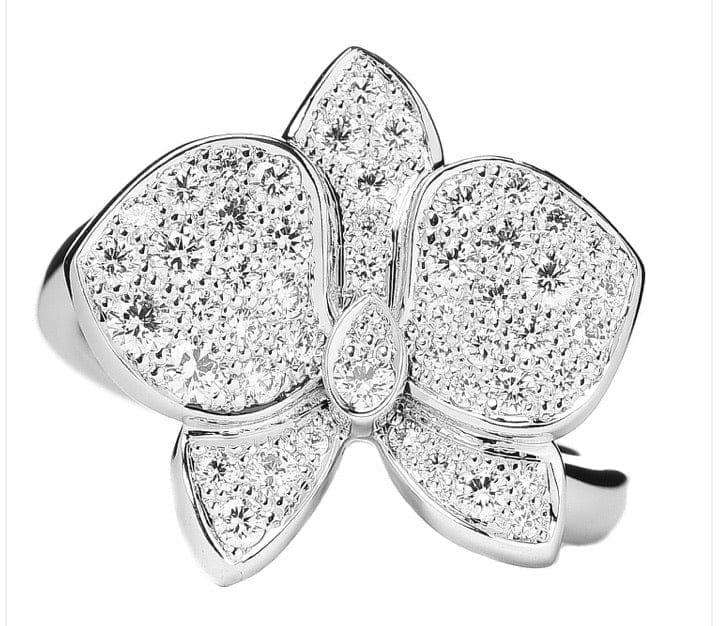 Cartier Diamond Large Caresse Dâ€™Orchidees Flower Ring