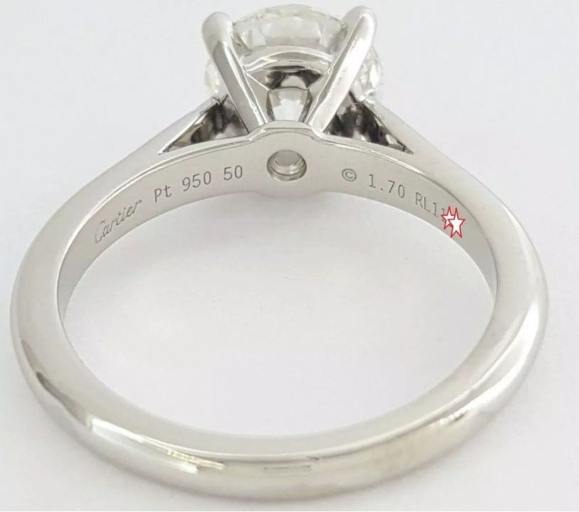 Cartier 1.70 ct Solitaire Diamond H/ VS2 Engagement Wedding Ring Sz 5