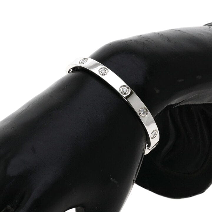 Cartier 10 Diamond 18KT White Gold Love Bracelet Size 16