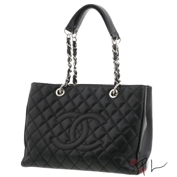 CHANEL Black Caviar Silver Hardware GST Grand Shopper Tote