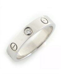 Cartier Mini /Wedding 1P Diamond 18KT Gold Ring #52 / 6