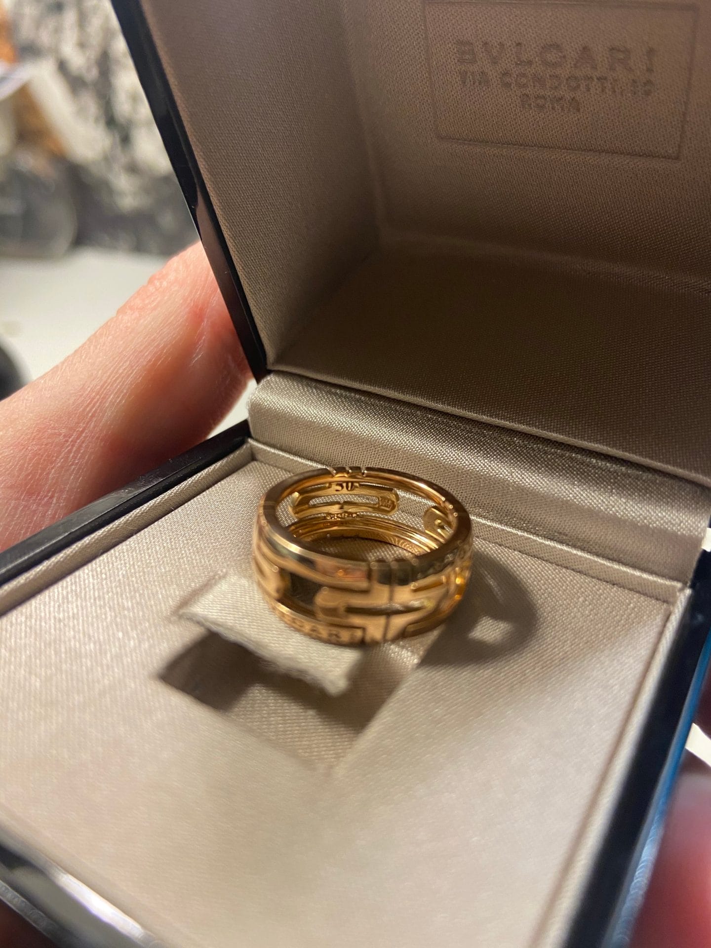 Bvlgari 18KT Rose Gold Parentesi Ring Size #50/ US 5