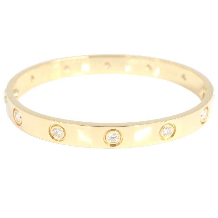 Cartier 10 Diamond Full 18KT Yellow Gold Love Bracelet Size 16
