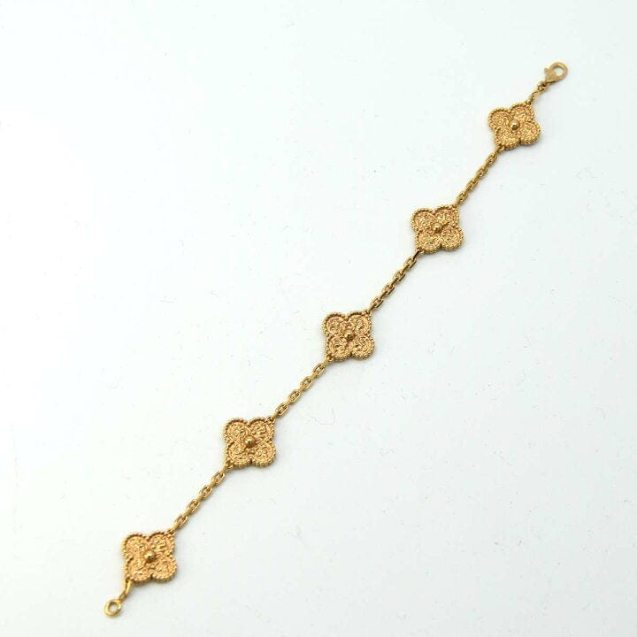 Van Cleef & Arpels Rose Gold Vintage Alhambra 5-Motif Bracelet