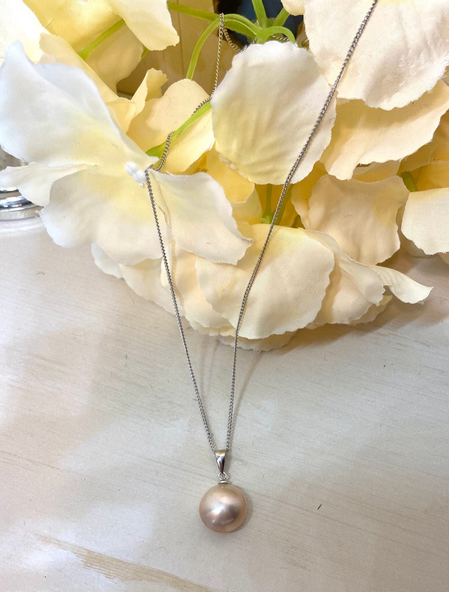 Tasaki Mabe Pearl 925 Sterling Silver Necklace & Earring Set