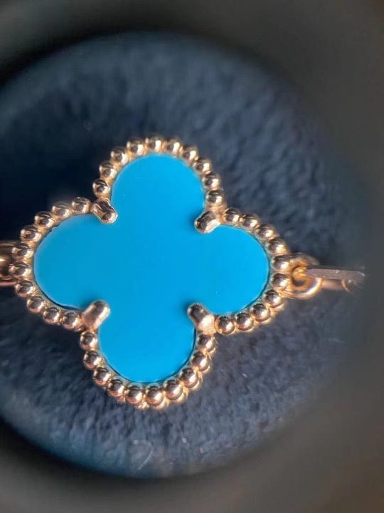 Van Cleef & Arpels Turquoise 18KT Yellow Gold Vintage Alhambra Bracelet