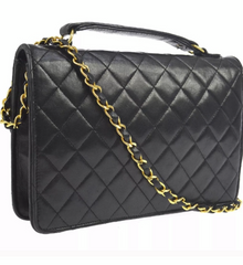 Vintage CHANEL 2Way Black Quilted GHW Handbag