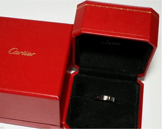 Cartier 1P Diamond Mini /Wedding 18Kt White Gold Love Ring #54/ US 7