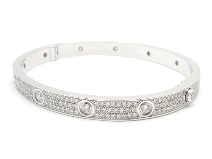 Cartier Diamond Full 18KT White Gold Love Bracelet Size 20 w/ Cert