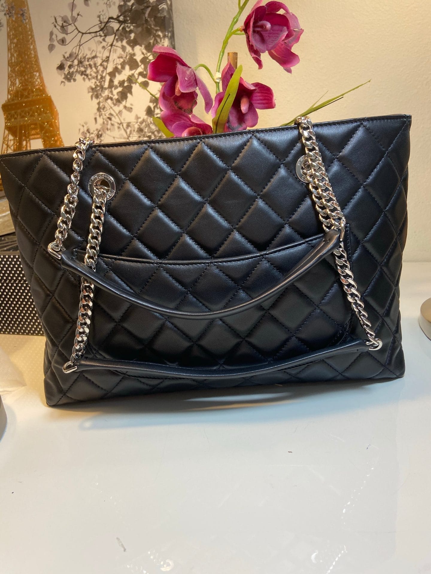 CHANEL Timeless Shopper Tote Black Lambskin Matelasse Handbag