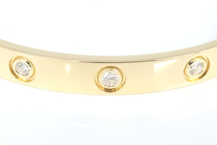Cartier 10 Diamond Full 18KT Yellow Gold Love Bracelet Size 16