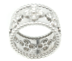 Van Cleef & Arpels Perlee Diamond Clover Alhambra Ring #52/ US6