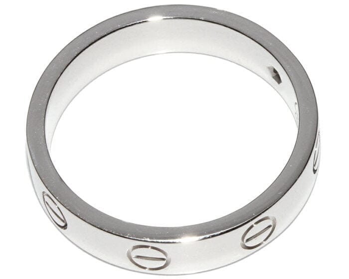 Cartier 1P Diamond 18KT White Gold Wedding/Mini Love Ring #52/ US 6