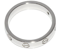 Cartier 1P Diamond 18KT White Gold Wedding/Mini Love Ring #52/ US 6