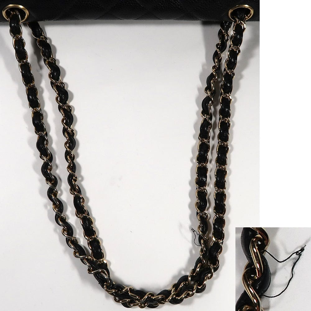 CHANEL Black Caviar Leather Gold Hardware Double Flap Bag