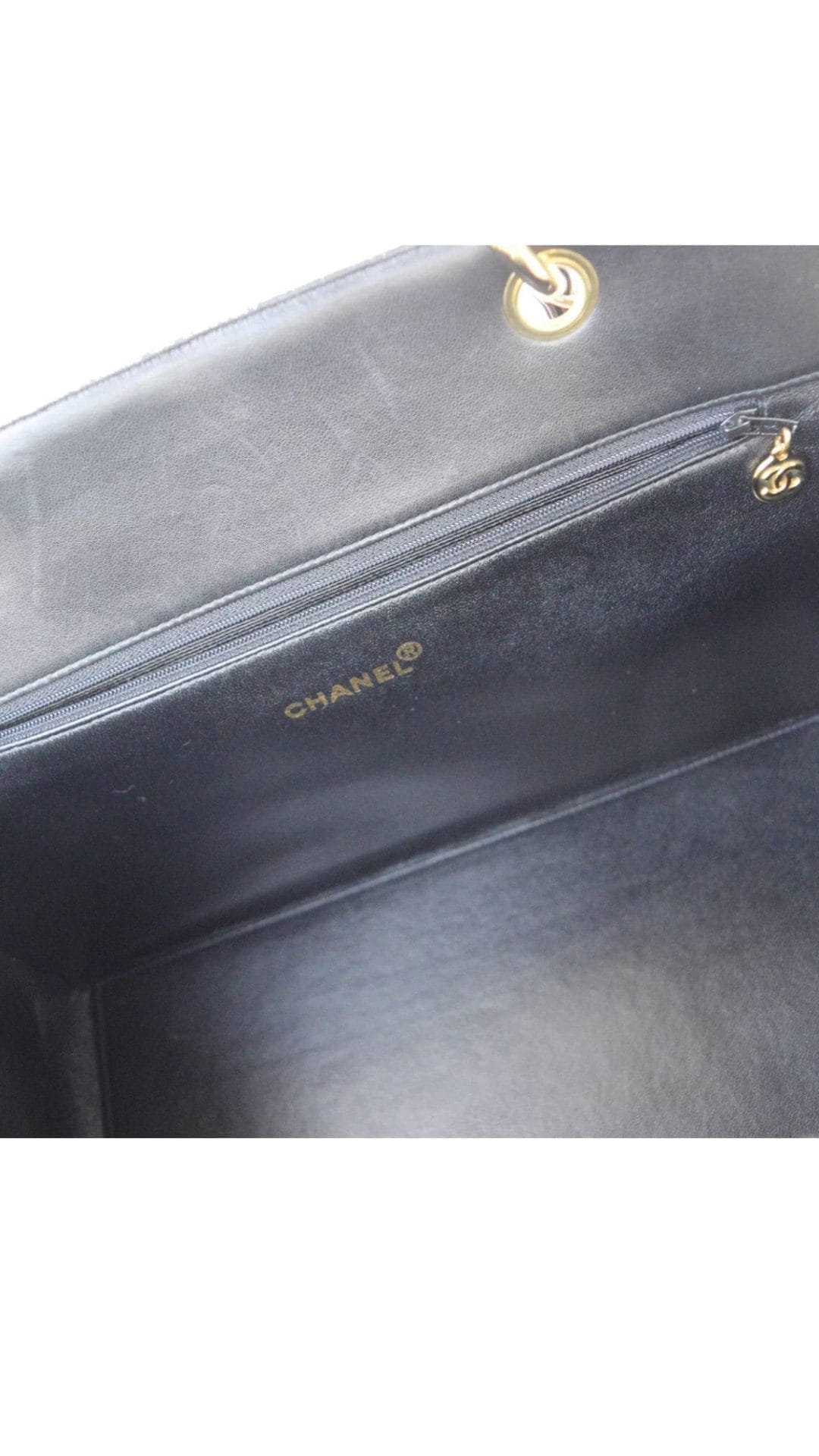 Auth CHANEL Grand Shopper Tote (GST) Black Lambskin Leather Handbag
