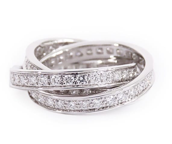 Cartier Diamond Trinity 18KT White Gold Ring Size #51/ US 5.5