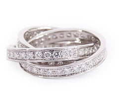 Cartier Diamond Trinity 18KT White Gold Ring Size #51/ US 5.5