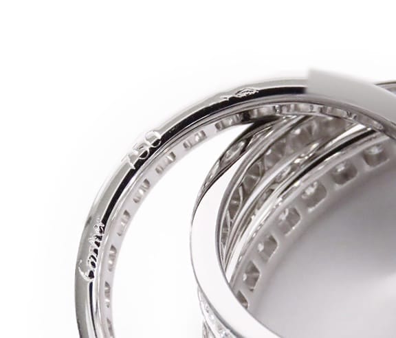 Cartier Diamond Trinity 18KT White Gold Ring Size #51/ US 5.5