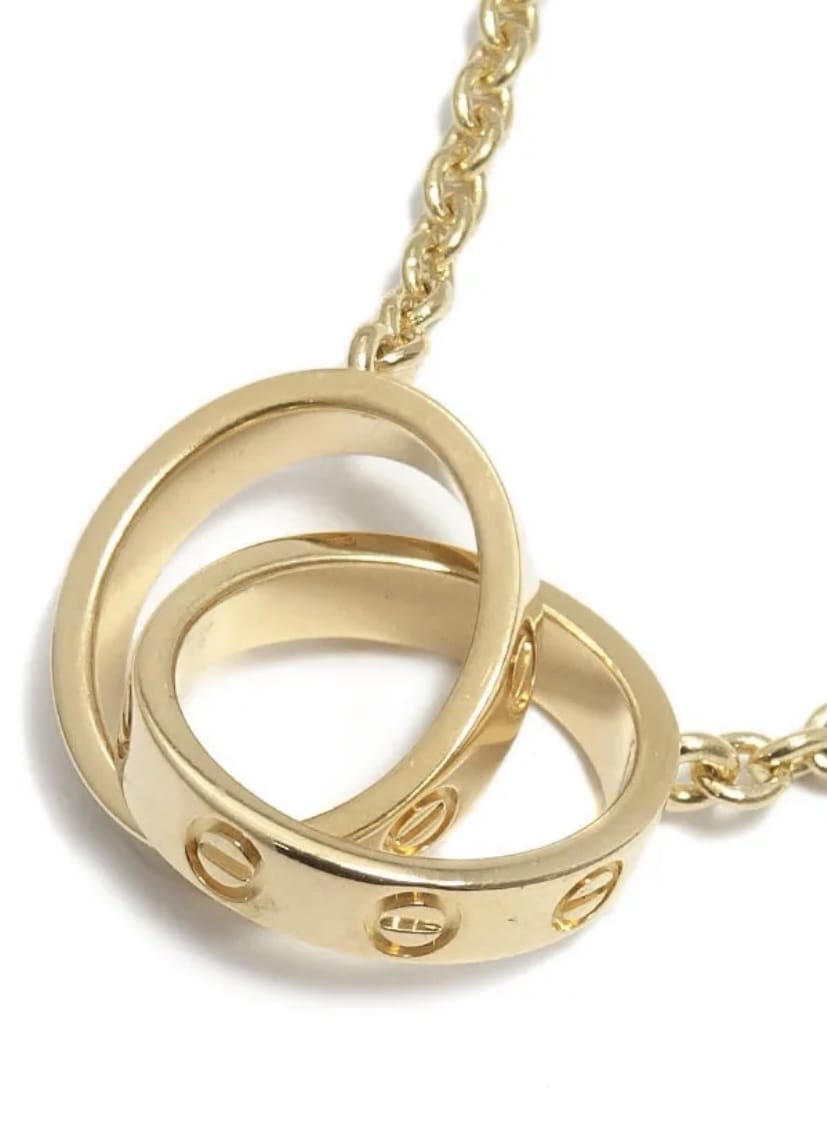 Cartier Baby Love 18KT Gold Interlocking Love Rings Necklace