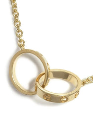 Cartier Baby Love 18KT Gold Interlocking Love Rings Necklace