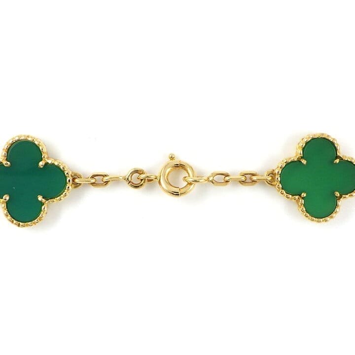 Rare Van Cleef & Arpels Chrysoprase 20 Motif Vintage Alhambra Necklace