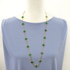 Rare Van Cleef & Arpels Chrysoprase 20 Motif Vintage Alhambra Necklace