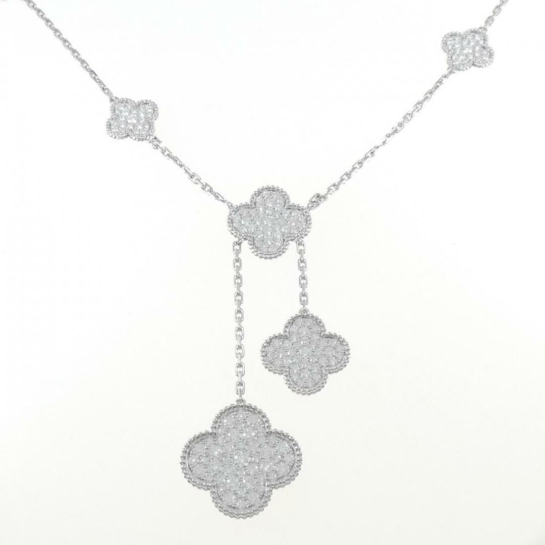 Van Cleef & Arpels Magic Alhambra Diamond- Paved White Gold 6- Motif Necklace