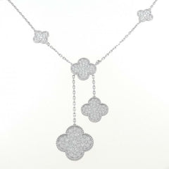 Van Cleef & Arpels Magic Alhambra Diamond- Paved White Gold 6- Motif Necklace