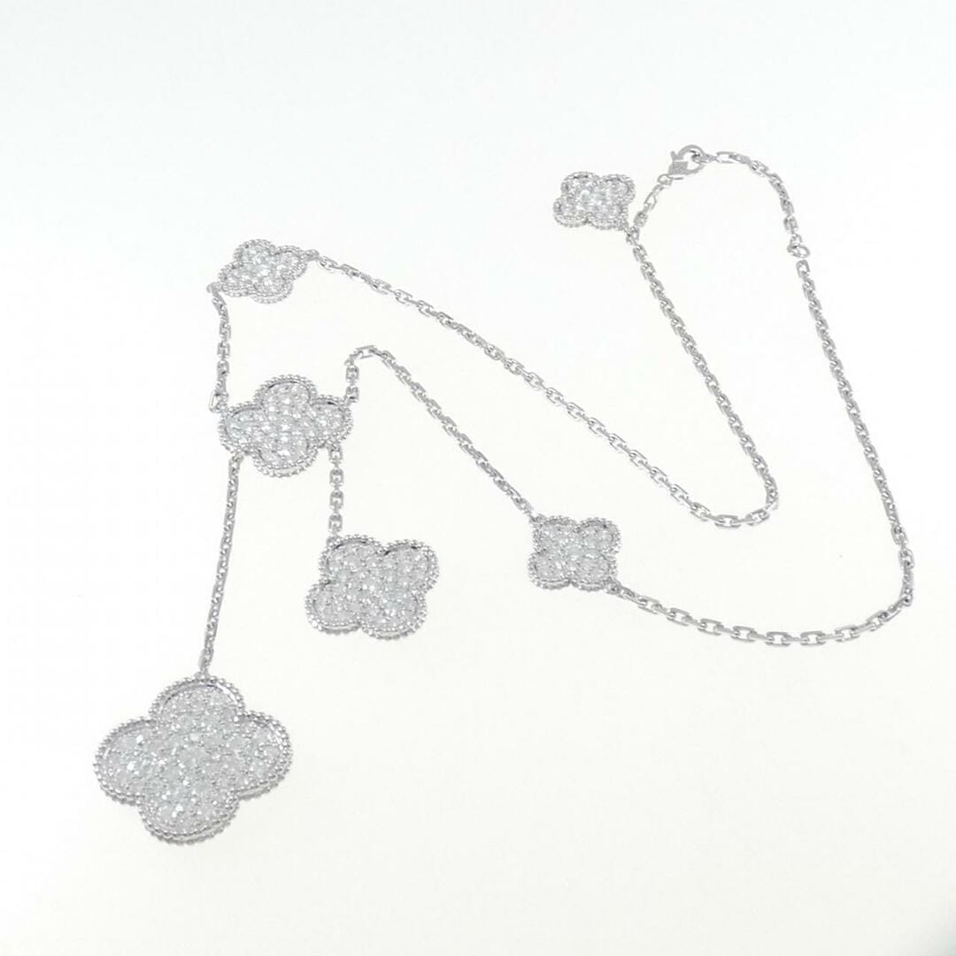Van Cleef & Arpels Magic Alhambra Diamond- Paved White Gold 6- Motif Necklace