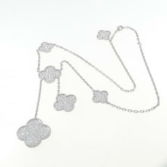 Van Cleef & Arpels Magic Alhambra Diamond- Paved White Gold 6- Motif Necklace