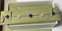 Van Cleef & Arpels Vintage Alhambra Diamond Sevres Porcelain 18KT Yellow Gold Bracelet