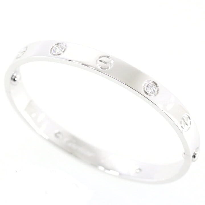 Cartier 4 Diamond 18KT White Gold Love Bracelet, Size 16