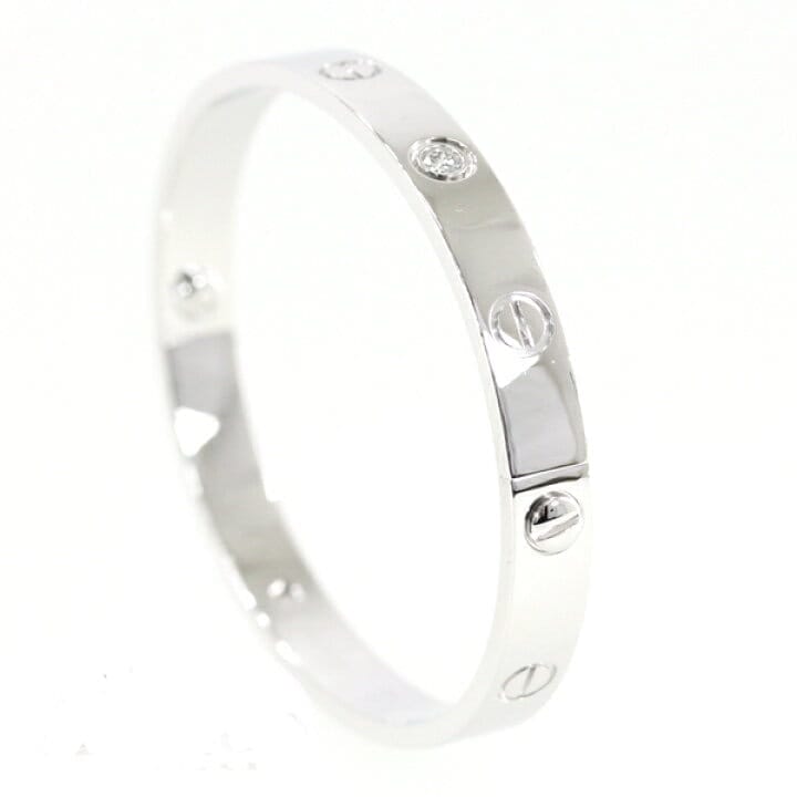 Cartier 4 Diamond 18KT White Gold Love Bracelet, Size 16