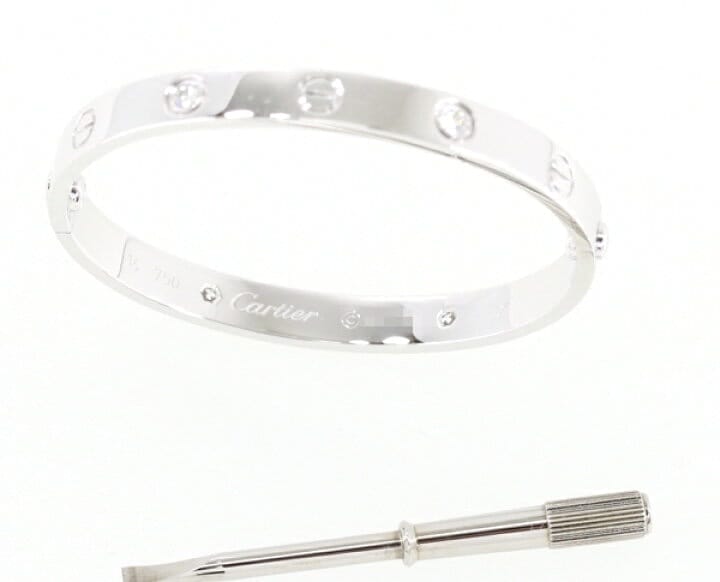 Cartier 4 Diamond 18KT White Gold Love Bracelet, Size 16