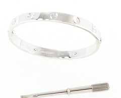 Cartier 4 Diamond 18KT White Gold Love Bracelet, Size 16