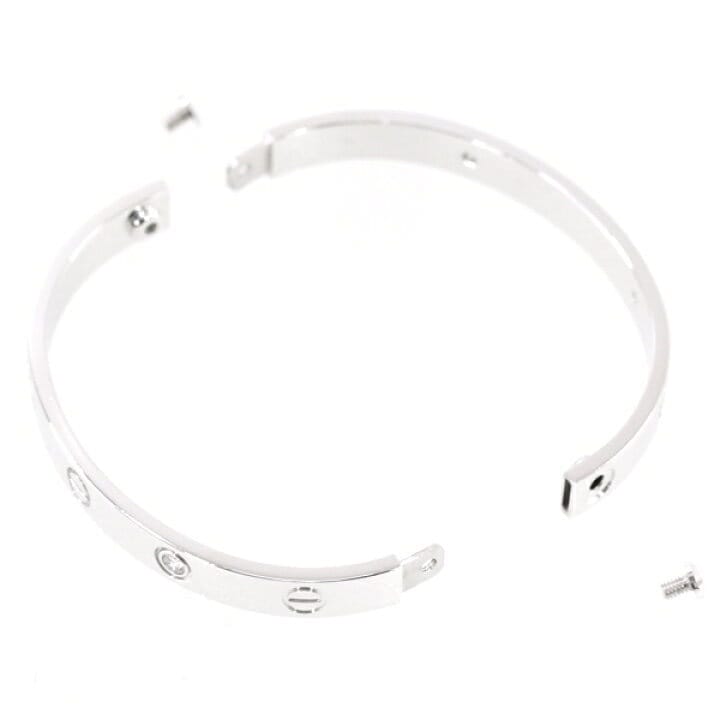 Cartier 4 Diamond 18KT White Gold Love Bracelet, Size 16