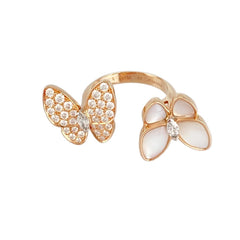 Van Cleef & Arpels Diamond Two Butterfly Rose Gold Ring