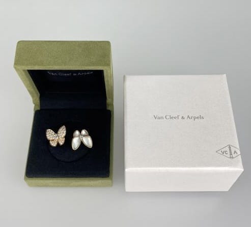 Van Cleef & Arpels Diamond Two Butterfly Rose Gold Ring