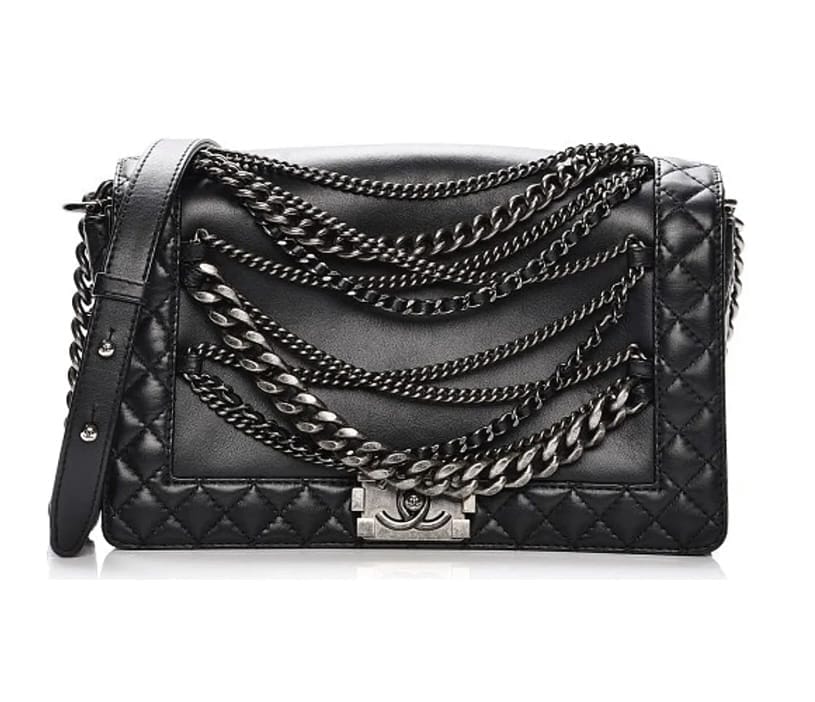 CHANEL Le Boy EnChained Back Lambskin Handbag