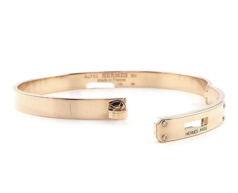 Hermes Diamond 18KT Rose Gold Kelly PM Bracelet