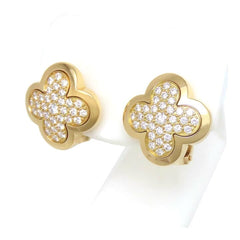 Van Cleef & Arpels Diamond-Paved Pure Alhambra Yellow Gold Ear Studs