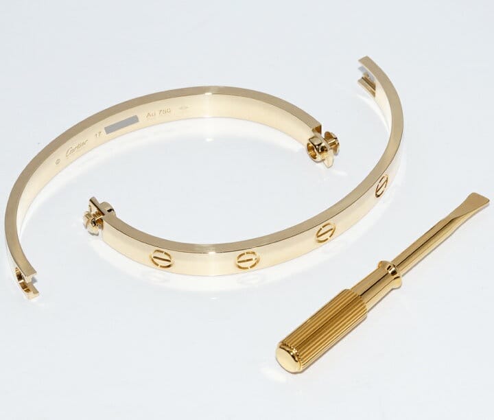 Cartier 18KT Yellow Gold Love Bracelet Size 17 New Screw Sysytem